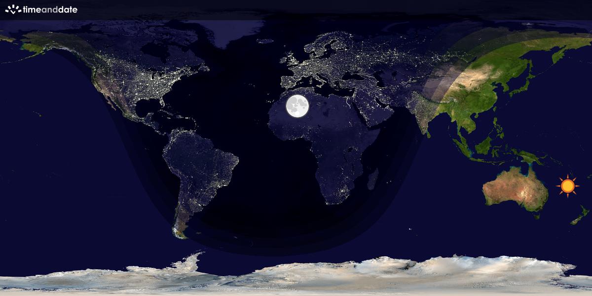 Verdenskart som viser dag og natt 