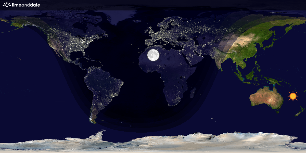 Verdenskart som viser dag og natt 
