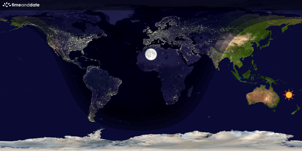 Verdenskart som viser dag og natt 