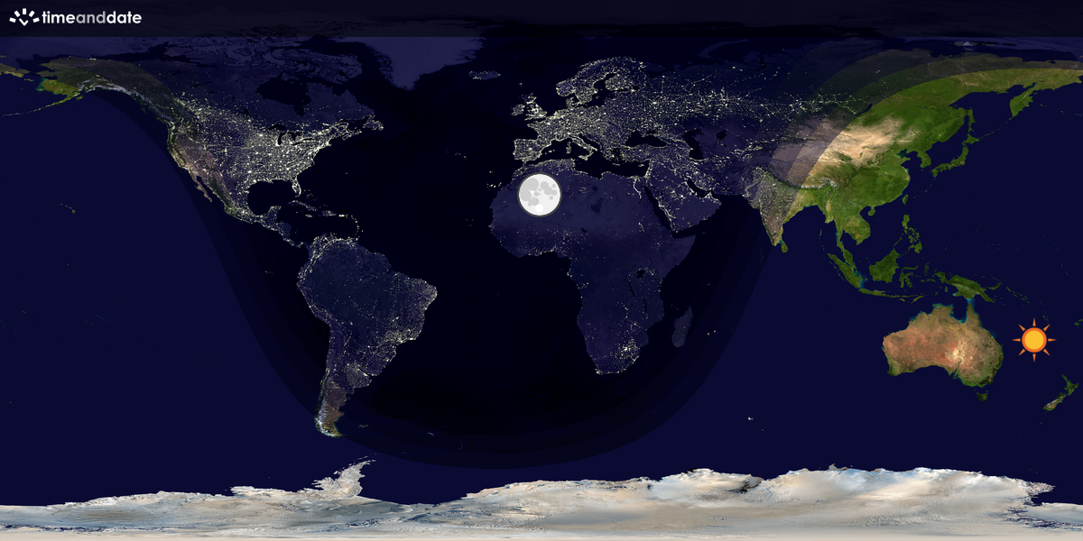 Verdenskart som viser dag og natt 