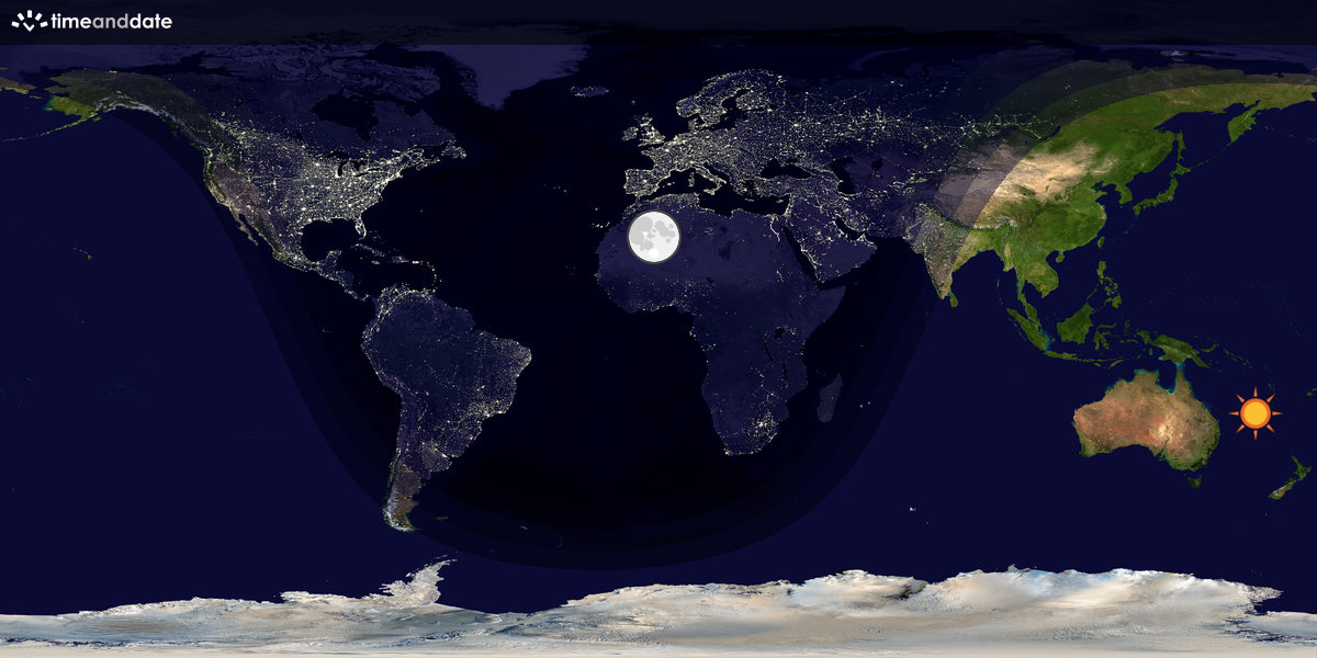 Verdenskart som viser dag og natt 