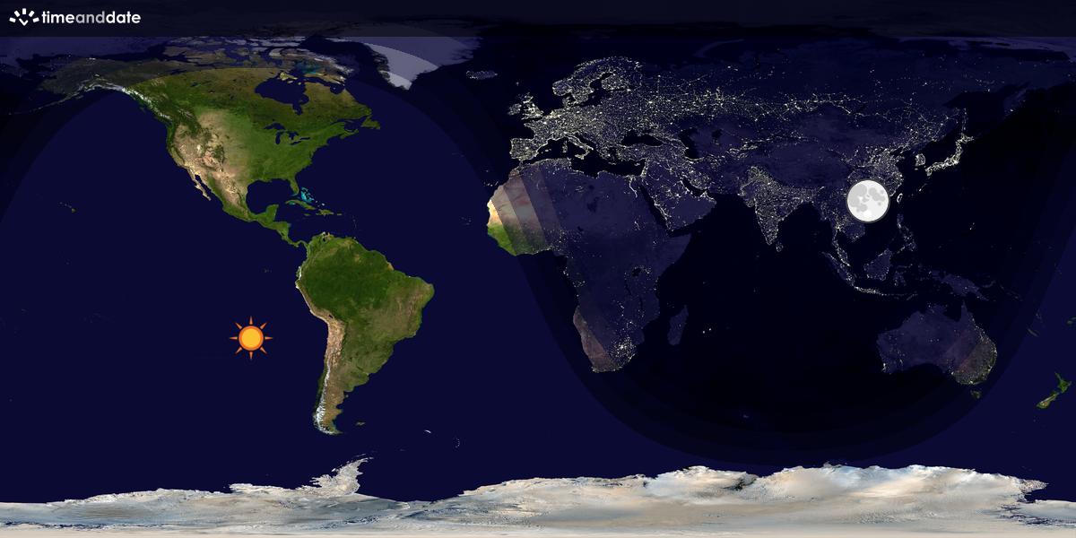 Verdenskart som viser dag og natt 