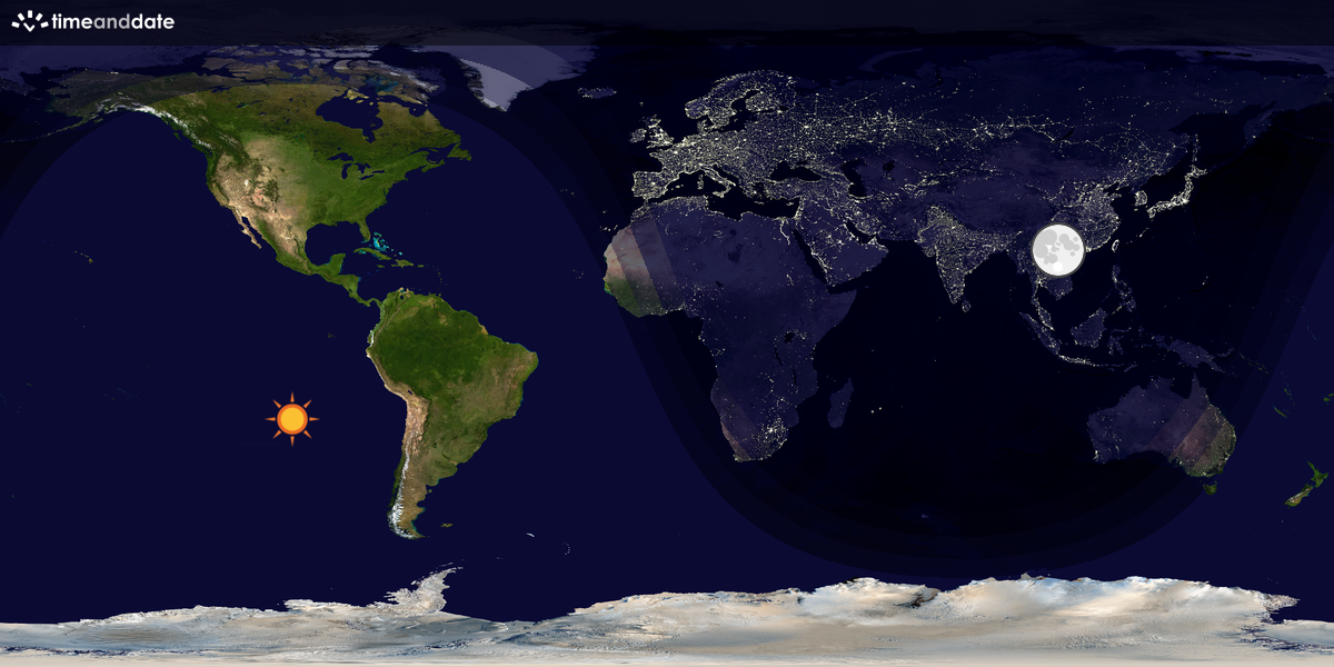 Verdenskart som viser dag og natt 