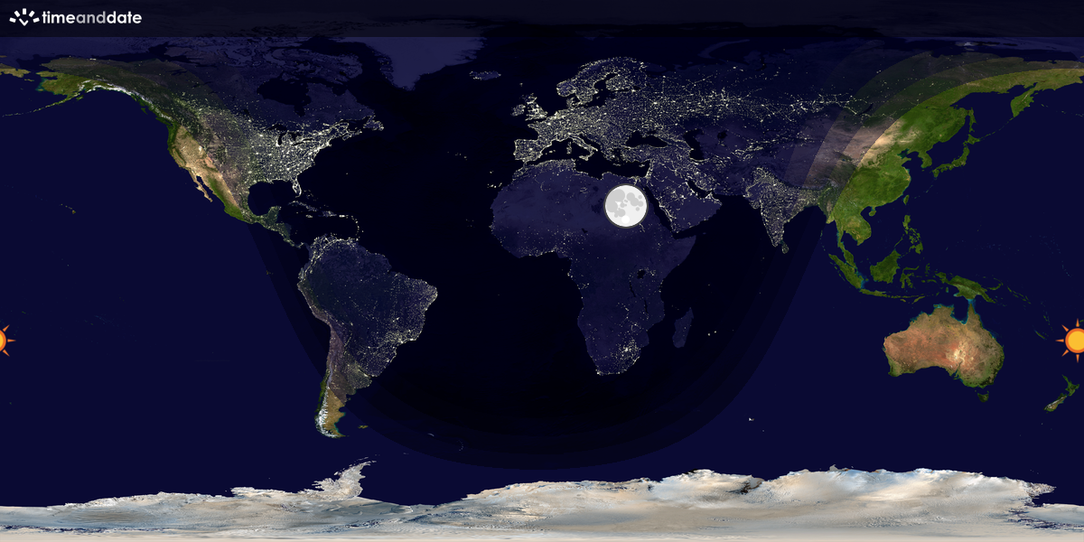 Verdenskart som viser dag og natt 
