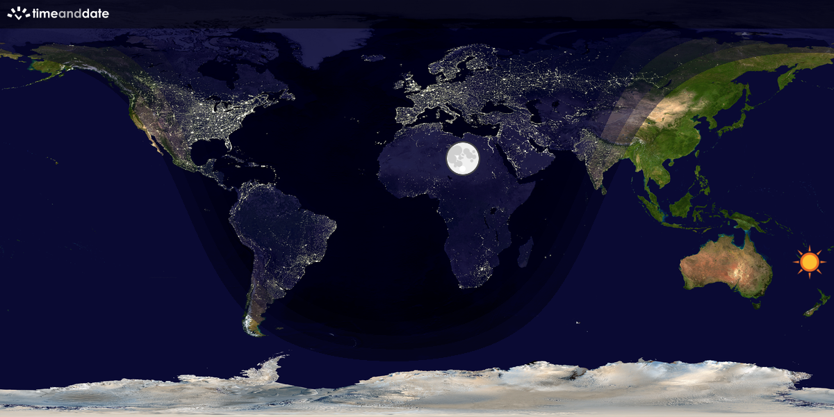 Verdenskart som viser dag og natt 