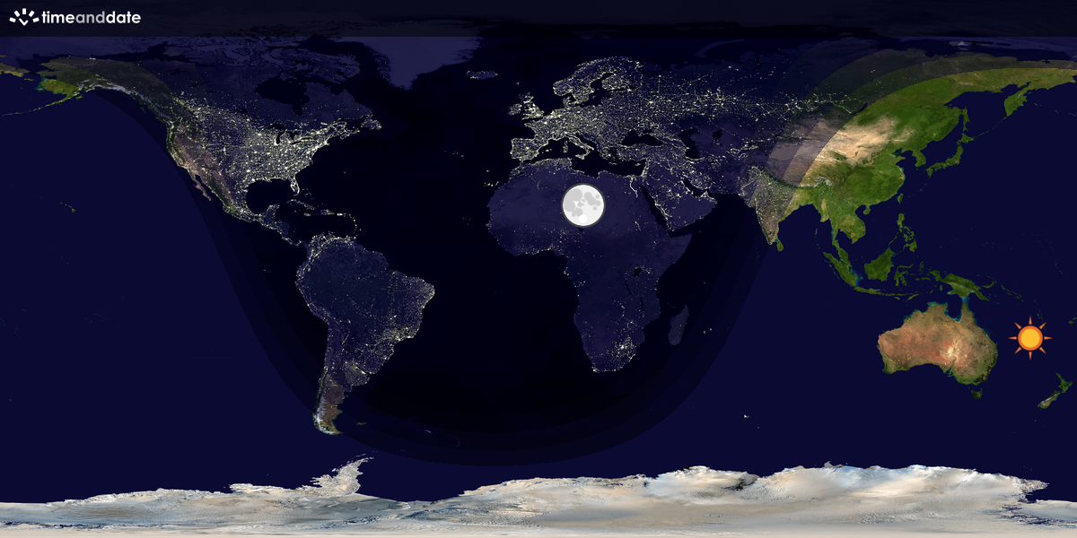 Verdenskart som viser dag og natt 