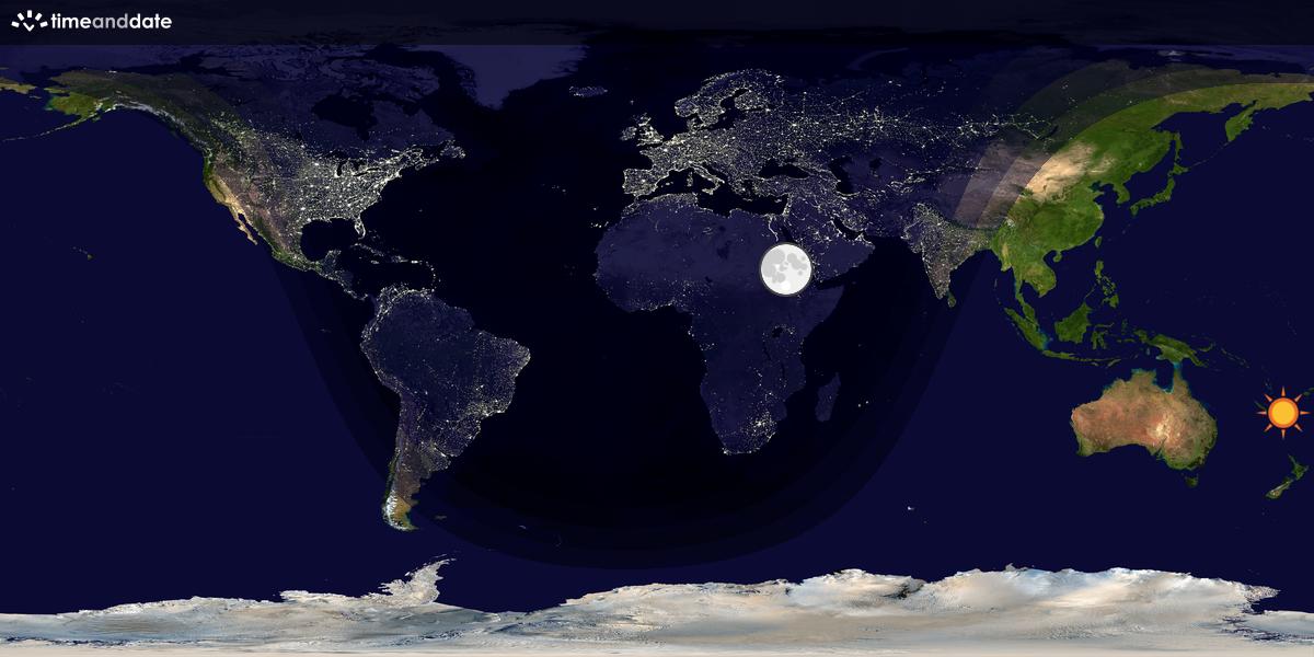 Verdenskart som viser dag og natt 