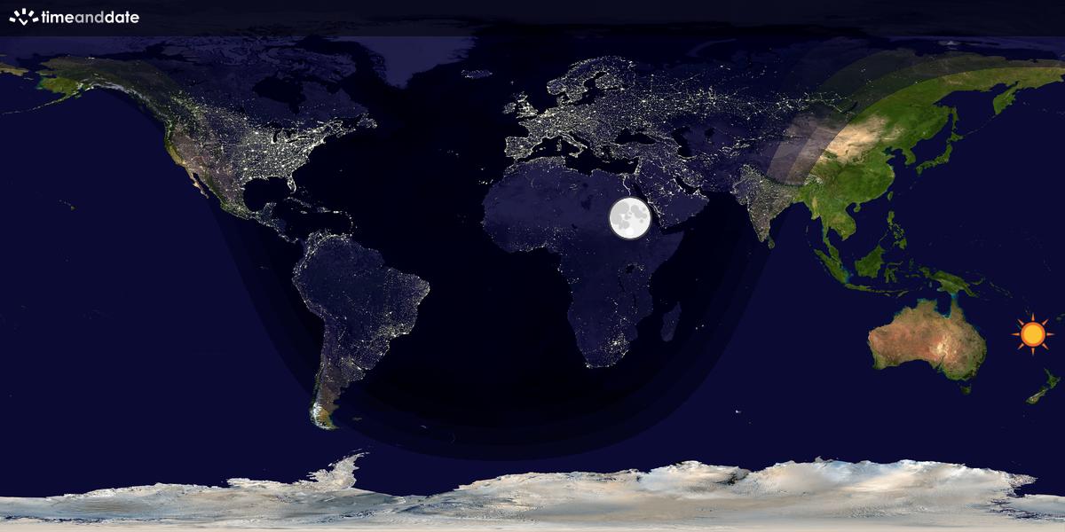 Verdenskart som viser dag og natt 