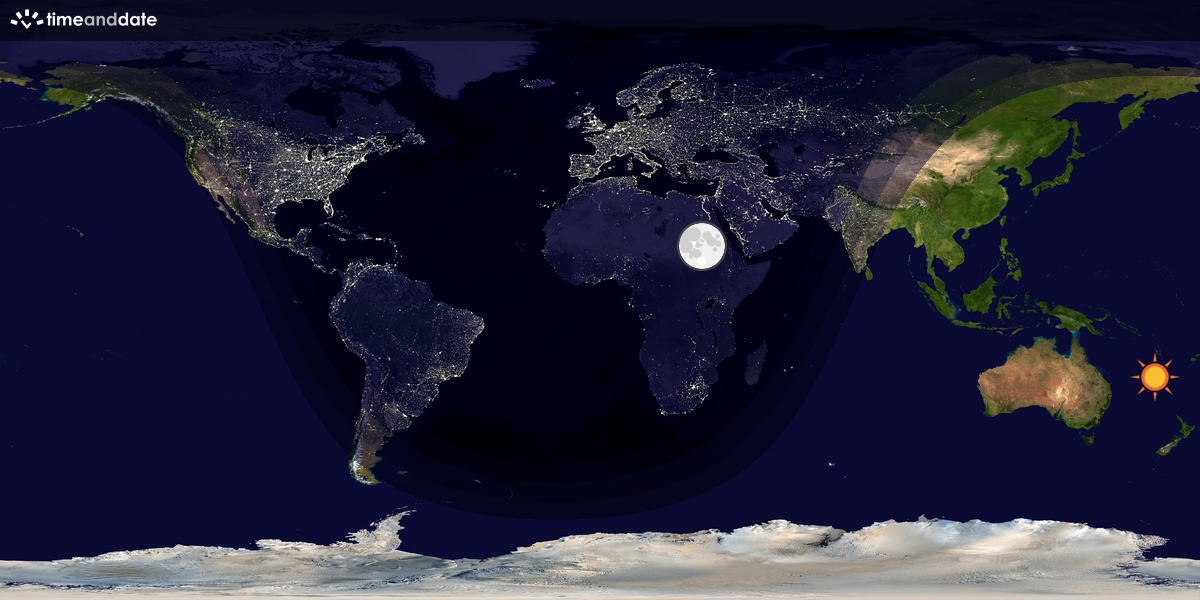 Verdenskart som viser dag og natt 
