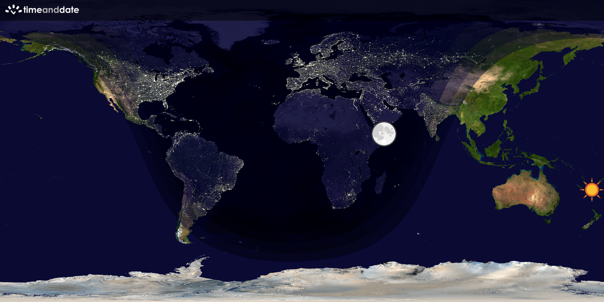 Verdenskart som viser dag og natt 