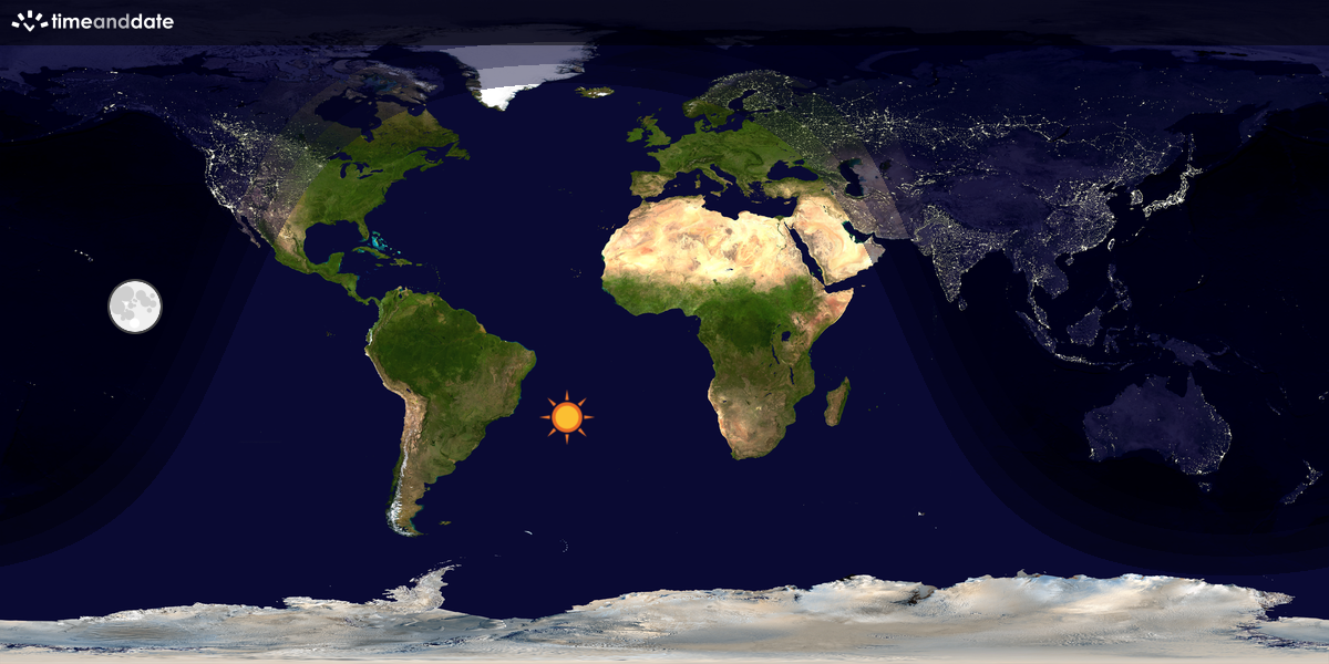 Verdenskart som viser dag og natt 