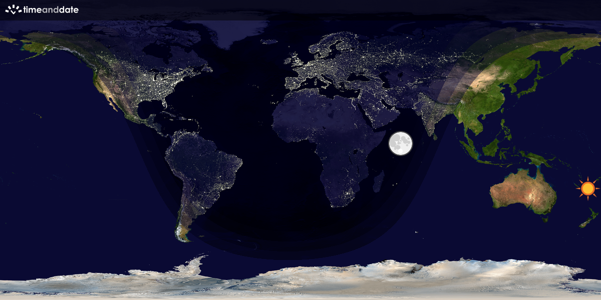 Verdenskart som viser dag og natt 