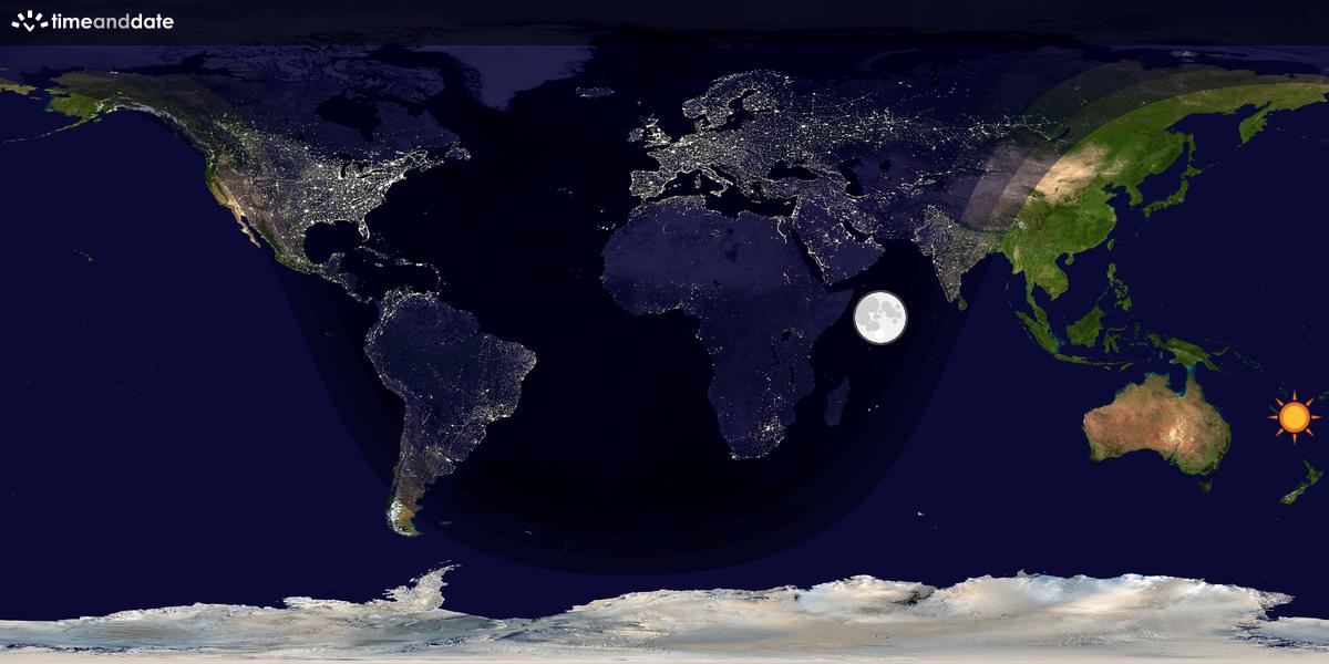 Verdenskart som viser dag og natt 