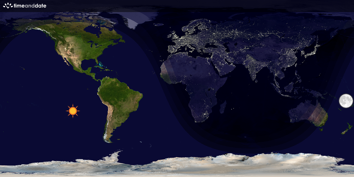Verdenskart som viser dag og natt 