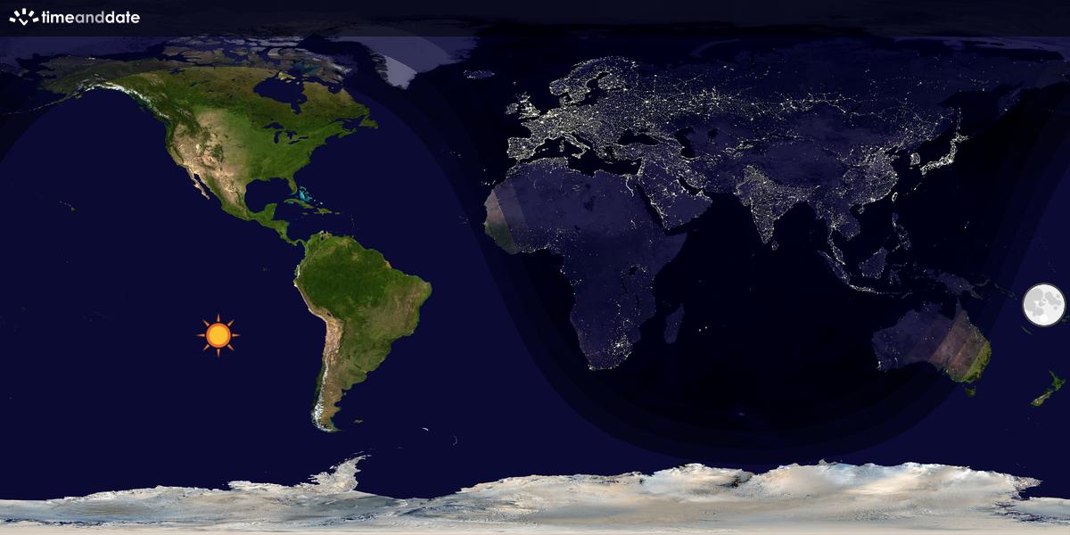 Verdenskart som viser dag og natt 