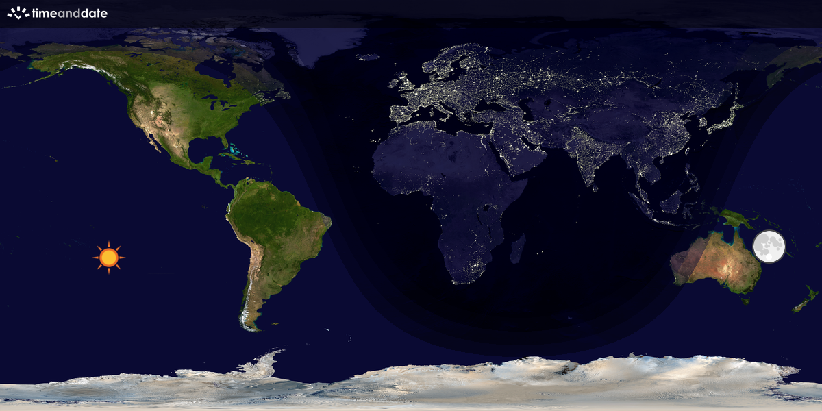 Verdenskart som viser dag og natt 