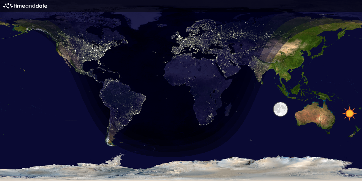 Verdenskart som viser dag og natt 