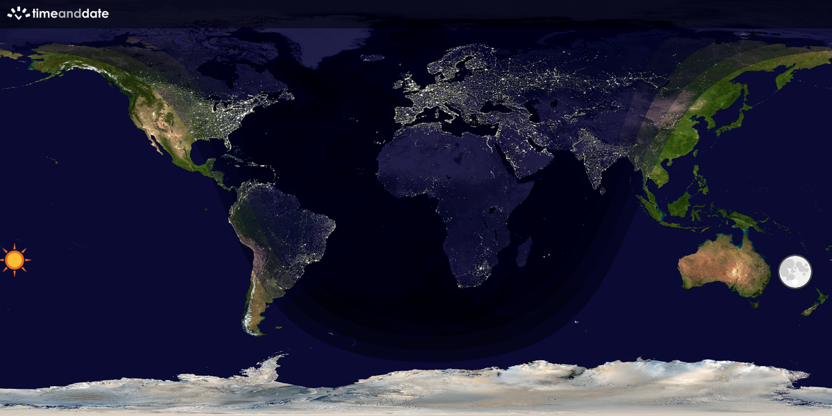 Verdenskart som viser dag og natt 