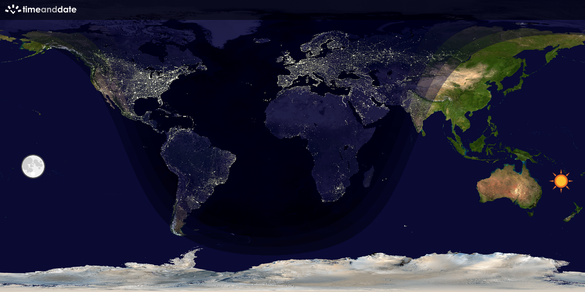 Verdenskart som viser dag og natt 