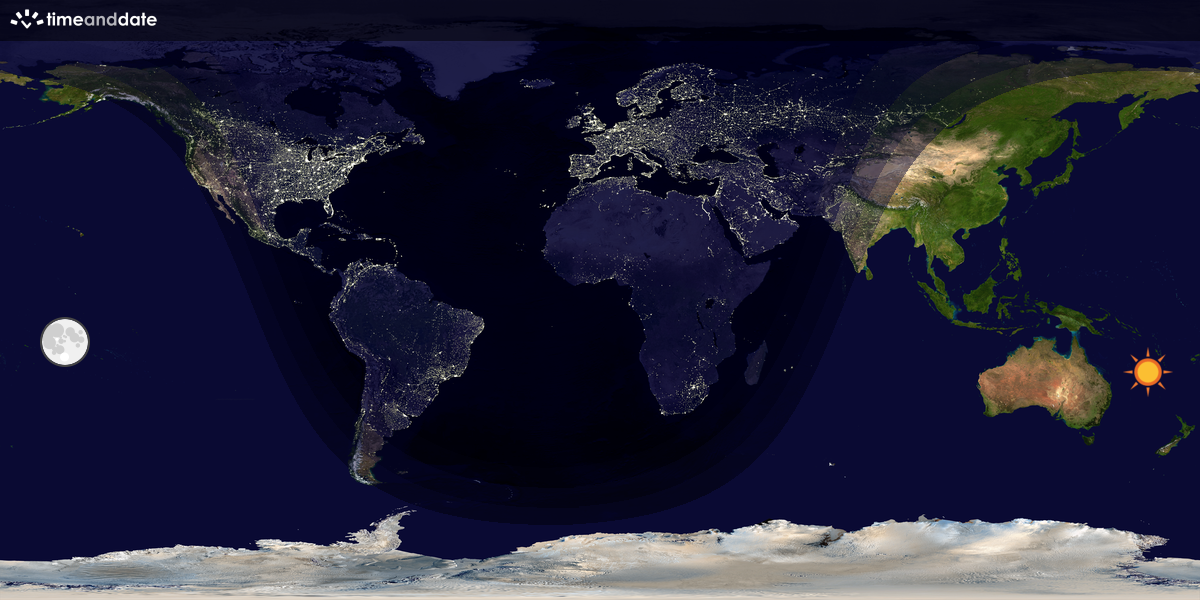 Verdenskart som viser dag og natt 
