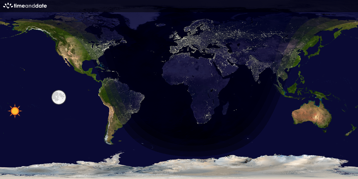 Verdenskart som viser dag og natt 