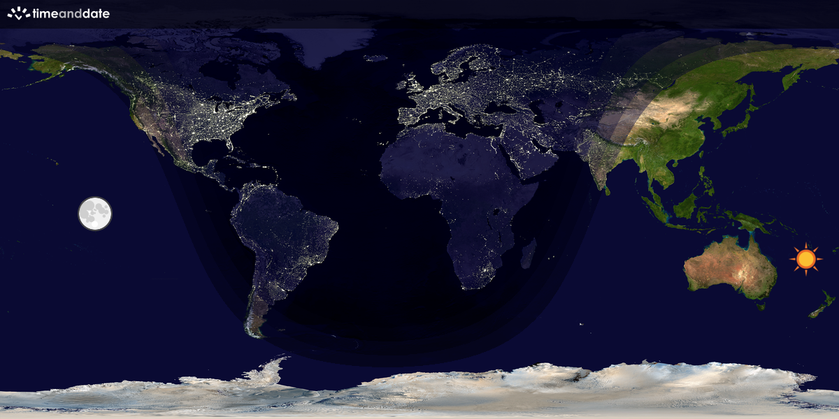 Verdenskart som viser dag og natt 