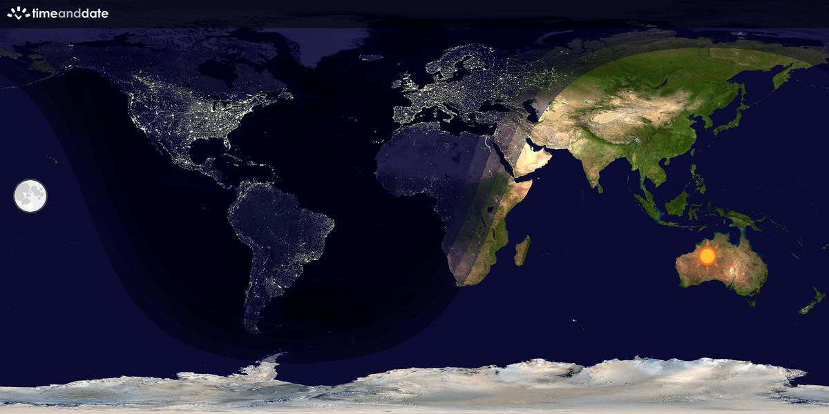 Verdenskart som viser dag og natt 