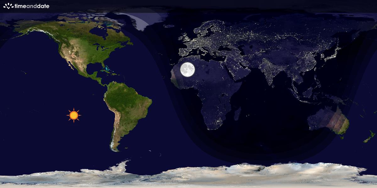 Verdenskart som viser dag og natt 