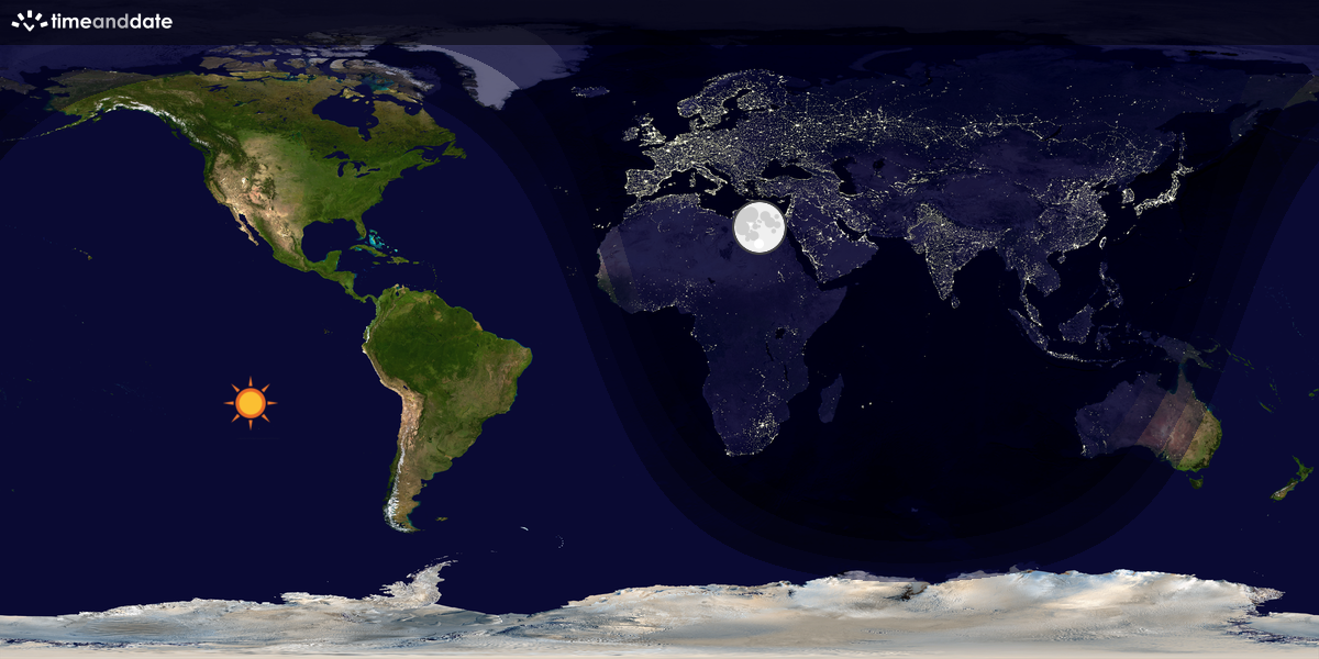 Verdenskart som viser dag og natt 