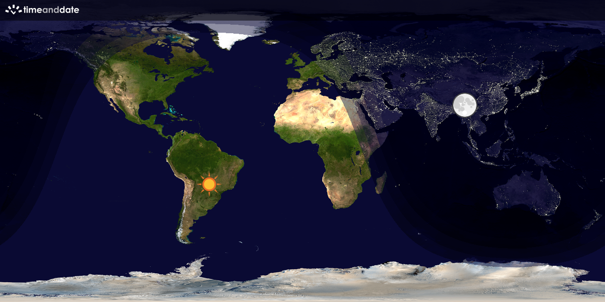 Verdenskart som viser dag og natt 