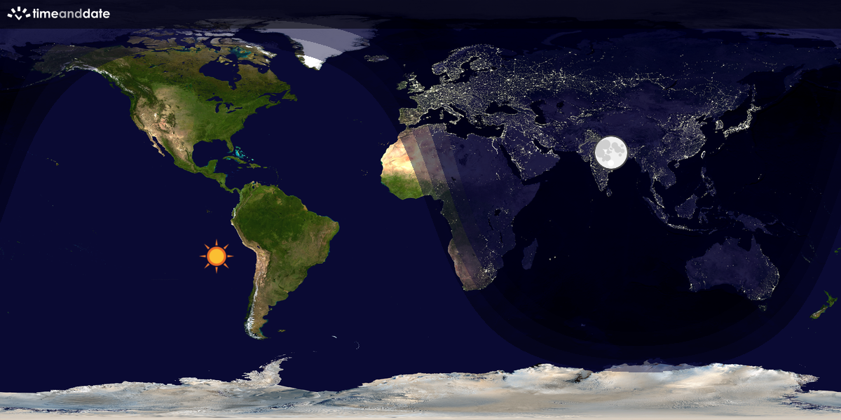 Verdenskart som viser dag og natt 