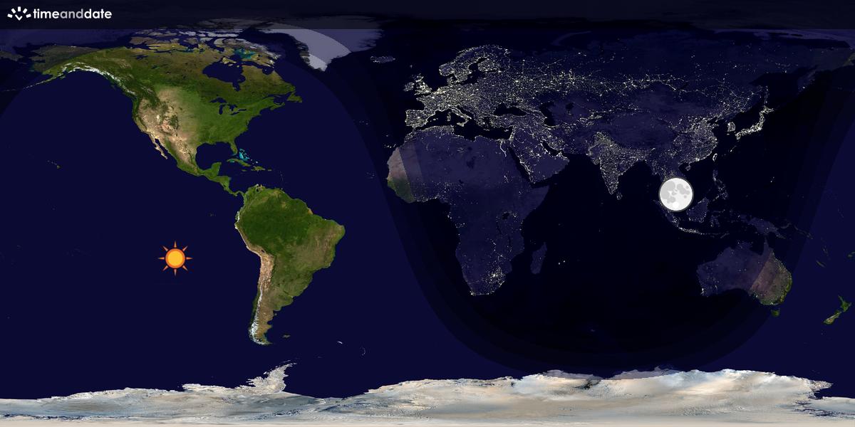 Verdenskart som viser dag og natt 