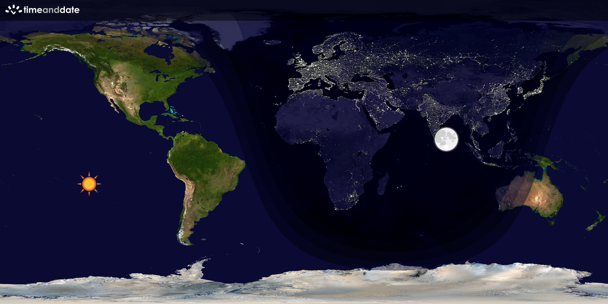 Verdenskart som viser dag og natt 