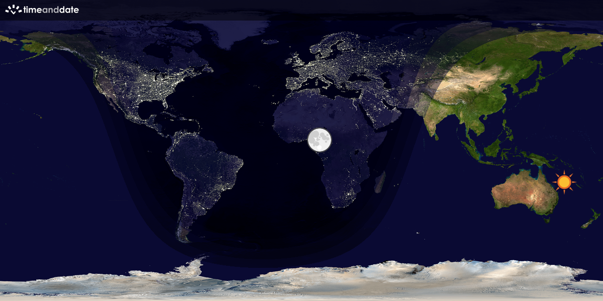 Verdenskart som viser dag og natt 