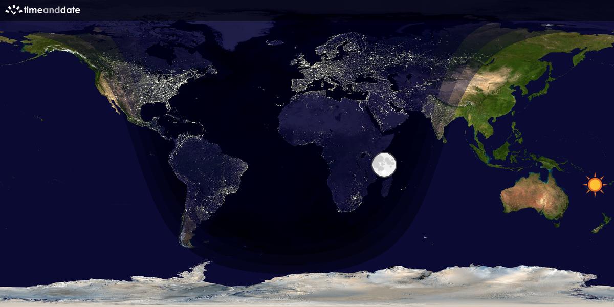 Verdenskart som viser dag og natt 
