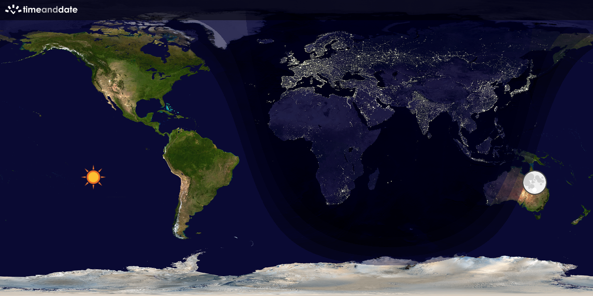 Verdenskart som viser dag og natt 