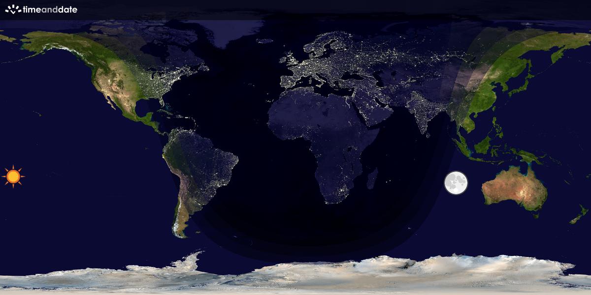 Verdenskart som viser dag og natt 