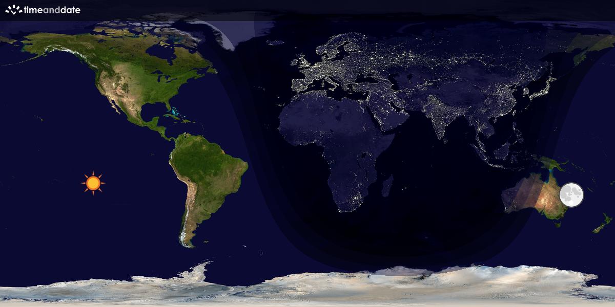 Verdenskart som viser dag og natt 