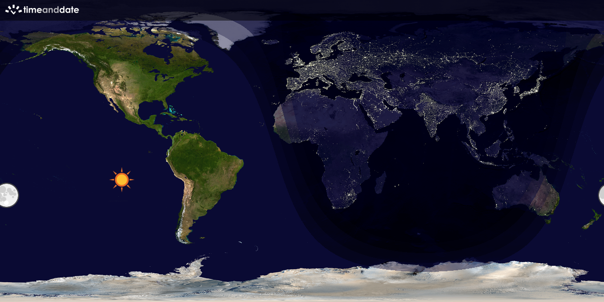 Verdenskart som viser dag og natt 
