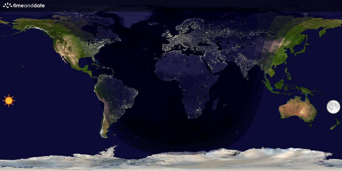 Verdenskart som viser dag og natt 