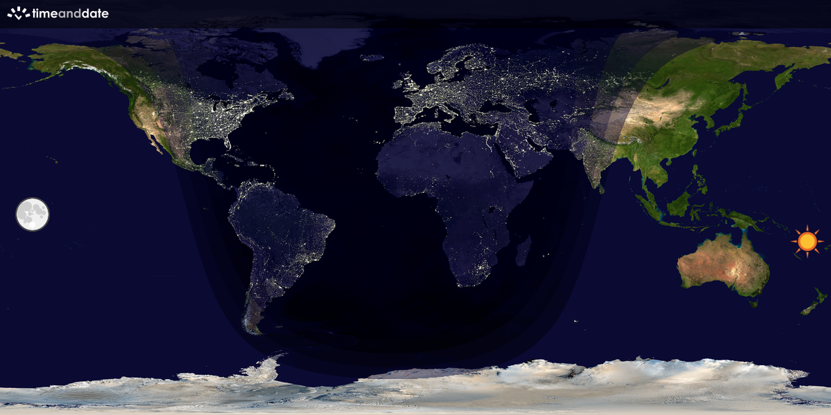 Verdenskart som viser dag og natt 