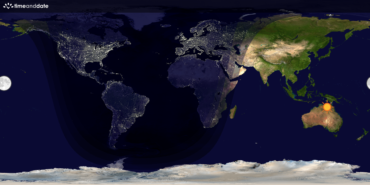 Verdenskart som viser dag og natt 