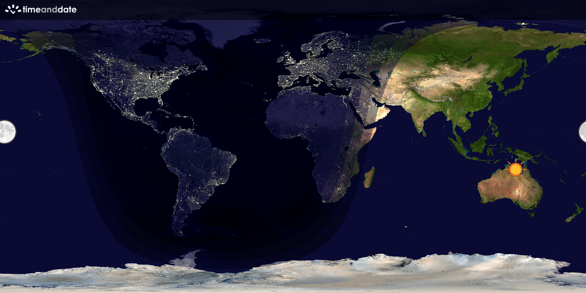 Verdenskart som viser dag og natt 