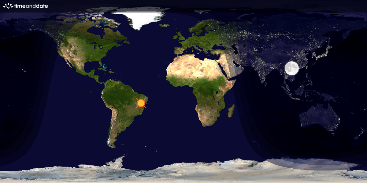 Verdenskart som viser dag og natt 