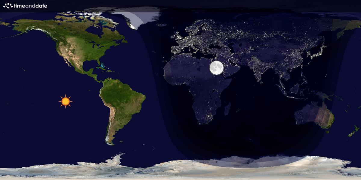 Verdenskart som viser dag og natt 