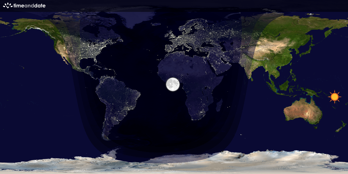 Verdenskart som viser dag og natt 