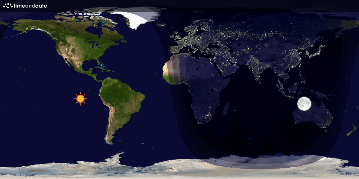 Verdenskart som viser dag og natt 