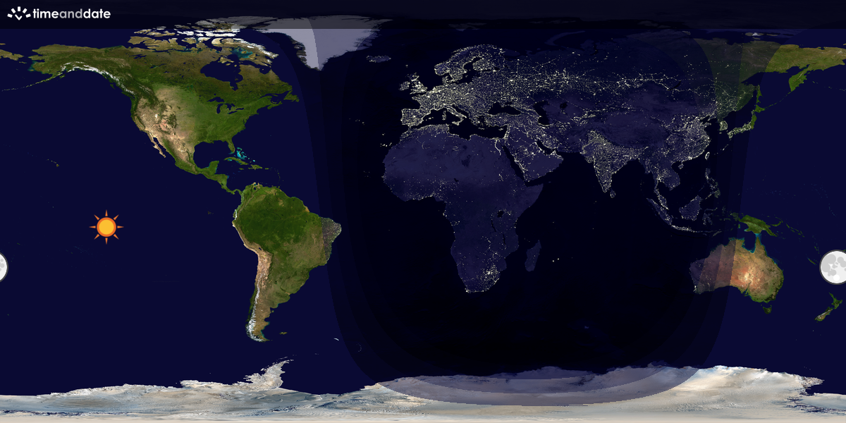 Verdenskart som viser dag og natt 
