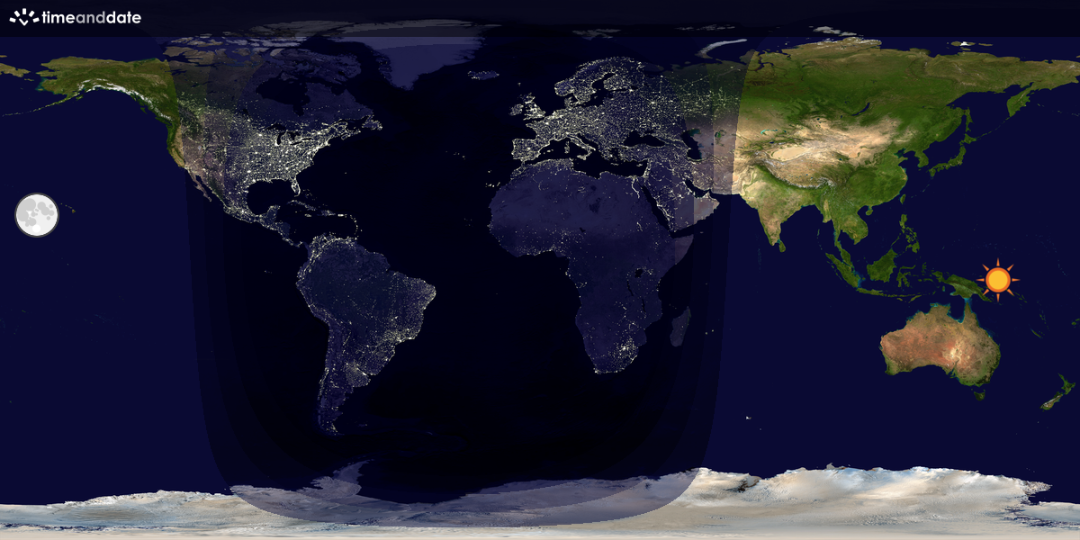 Verdenskart som viser dag og natt 
