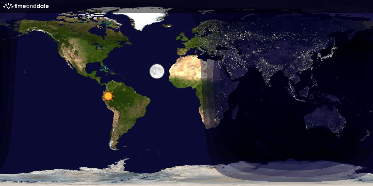 Verdenskart som viser dag og natt 